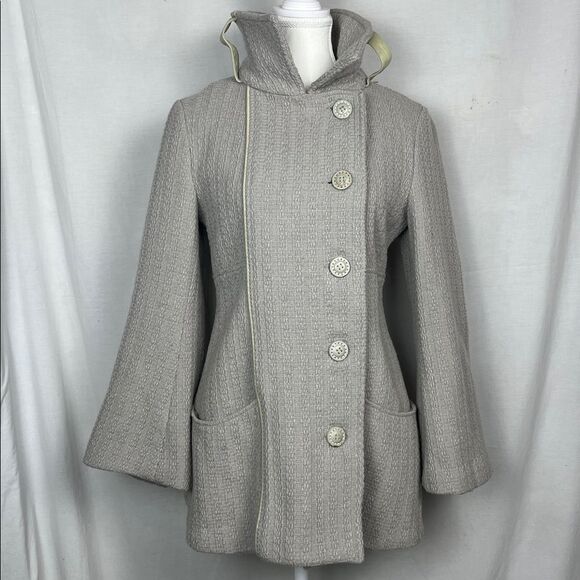 Vintage Mackage Wool Gray Button Up Coat with Bell Sleeves - Picture 1 of 15
